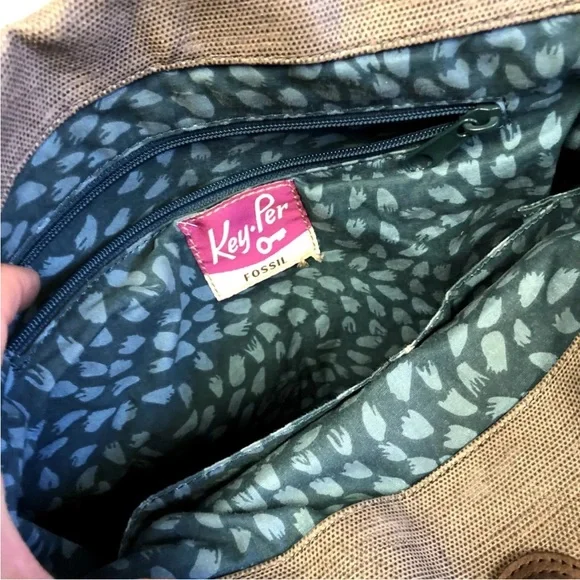 Fossil Key-Per bag Black QUILTED Coated Leather Large - Picture 10 of 11